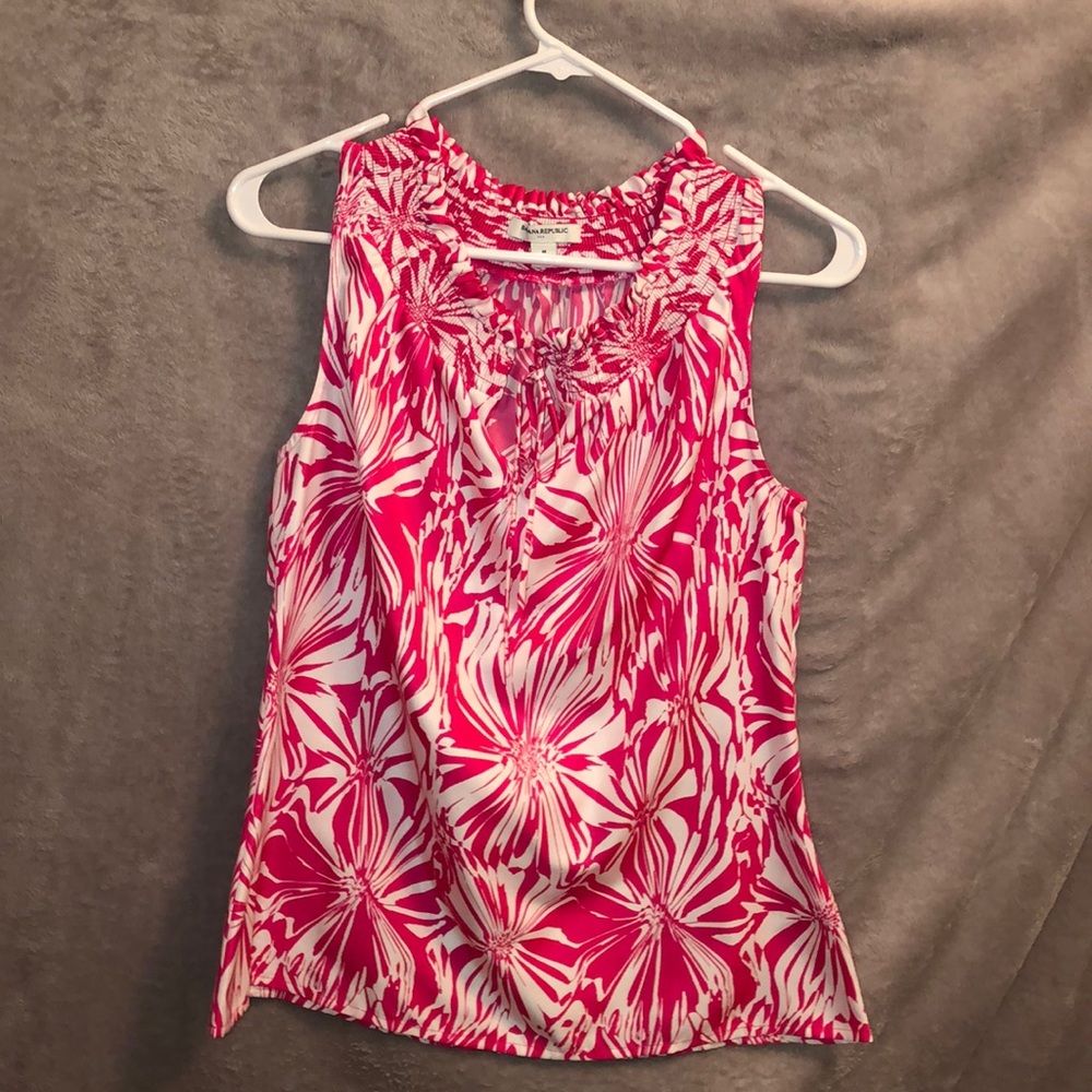 Banana republic pink floral blouse